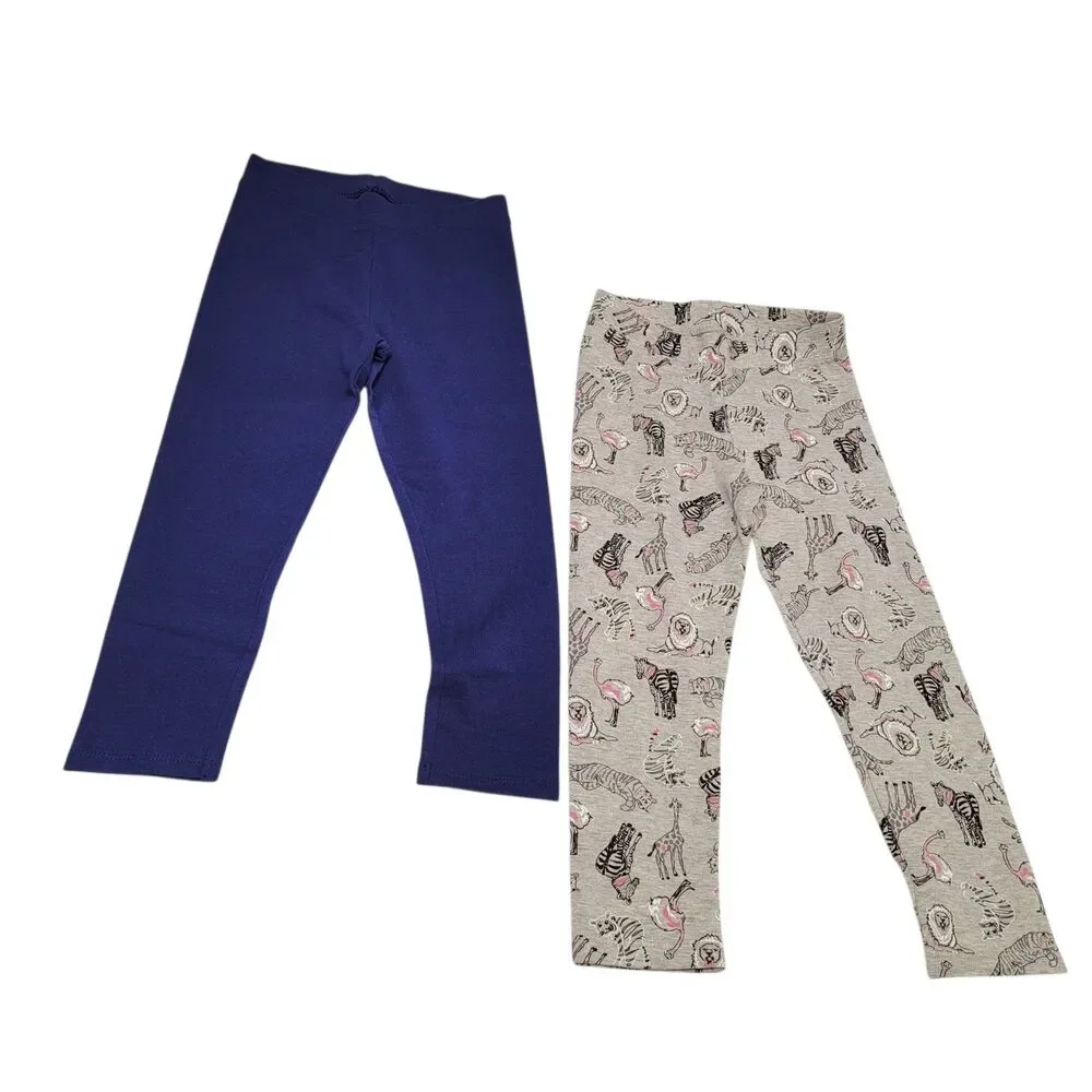 Spotted Zebra Girls  Active Stretch Blue & Gray Printed Legging 3T (2-Pack)